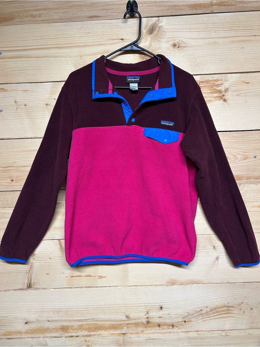 Patagonia Two-Tone Snap Pullover - Pink, Burgundy & Blue Accents